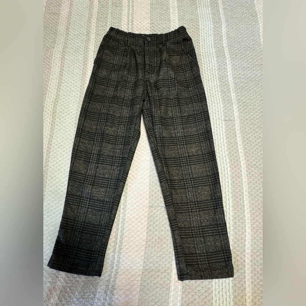 Zara Boys Plaid Grey Brown Dress pants